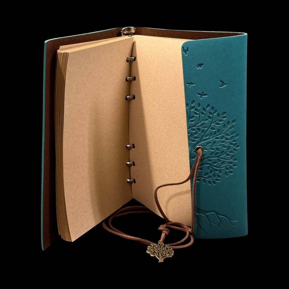 A5 Tree of Life Embossed Teal PU Leather Refillable 6-Ring Binder Journal - Picture 3 of 5